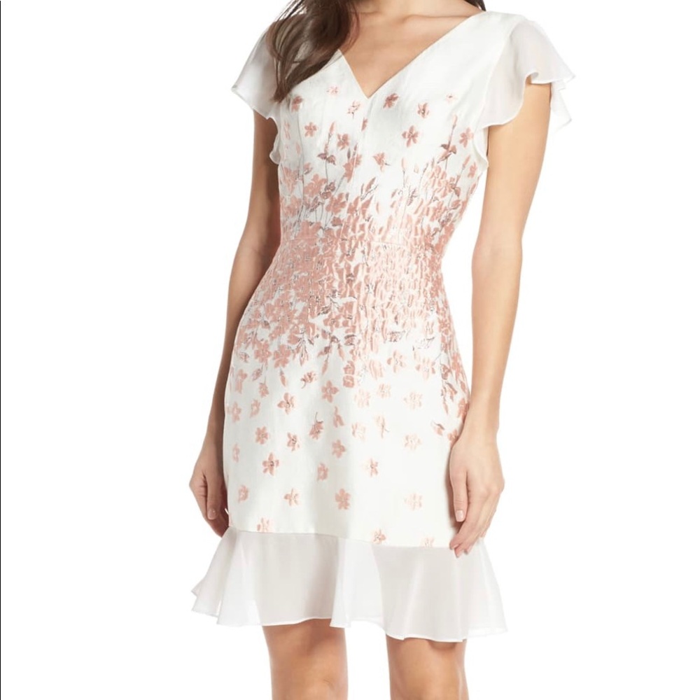 Chi Chi London cocktail dress blush embroidery